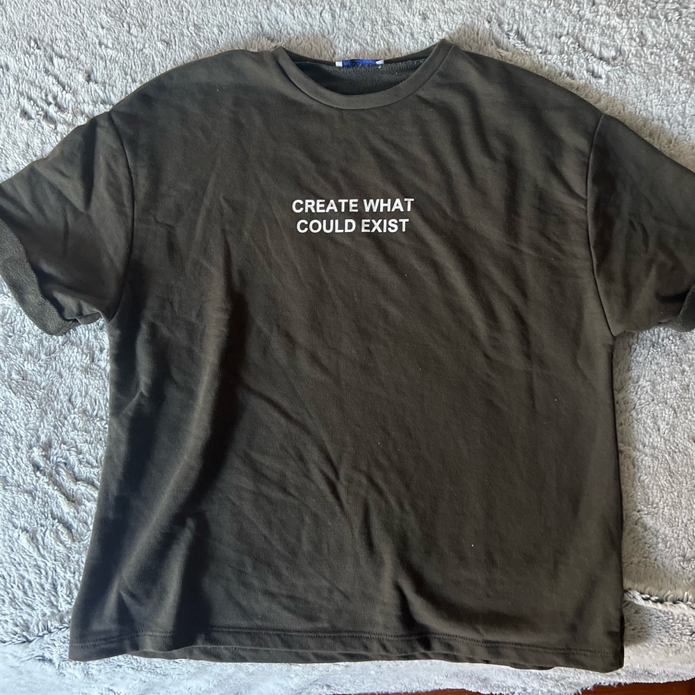 Zara graphic t-shirt | Green khaki t shit